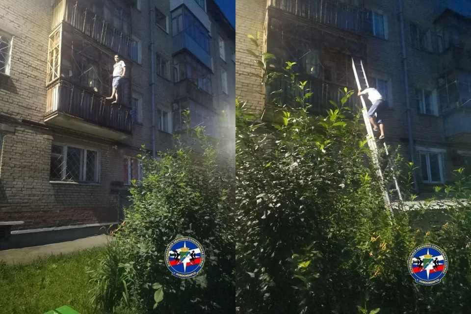 Мужчина стоял на решетке балкона, расположенного на втором этаже. Фото: Спасатели МАСС