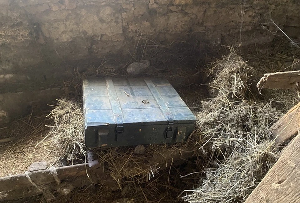 Во время уборки дворовой территории скадвчанин нашел в сельскохозпостройке схрон с боеприпасами. Фото: МВД Медиа.