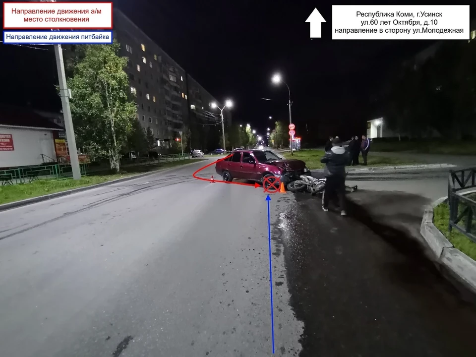В Усинске подростки на питбайке попали в ДТП