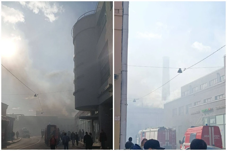 Крупный пожар возник в производственном цеху в Петербурге. Фото: telegram-канал «Главные новости|Питер»
