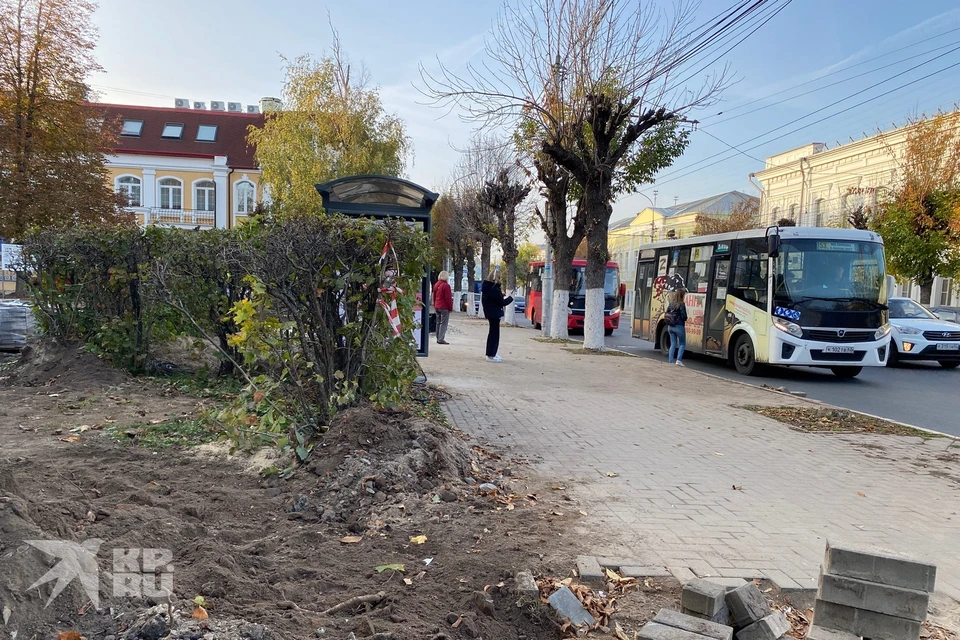 Остановка «Педагогический сквер» в Рязани по состоянию на 3 октября 2023 года.