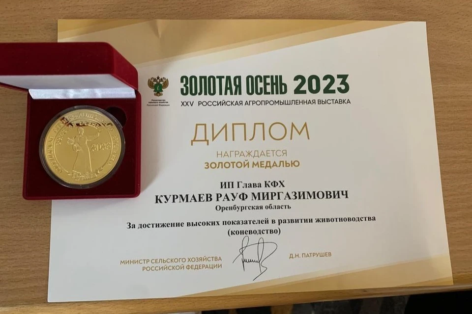 Мужчину отметили в номинации «Эффективный проект грантополучателя конкурса «Лучшая предпринимательская инициатива». Фото: минсельхоз Оренбургской области