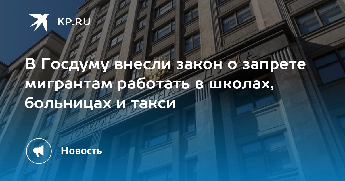 В Госдуму внесли закон о запрете мигрантам работать в школах, больницах