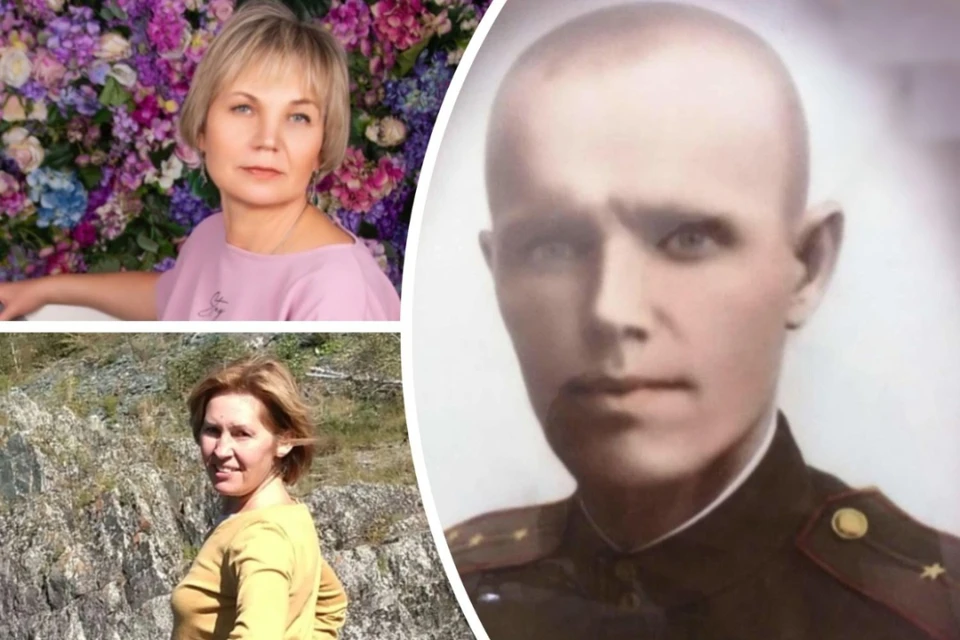 Фото дедушки-героя (справа) помогло Ольге (сверху) найти двоюродную сестру (снизу). Фото: Предоставлено родственниками