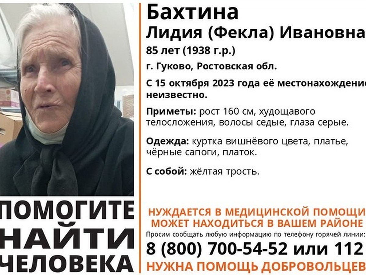 В Ростовской области без вести пропала 83-летняя пенсионерка - KP.RU