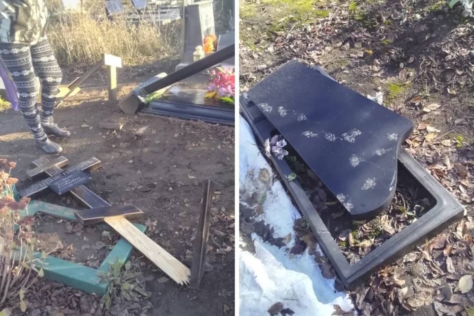 13 надгробий пострадали от действий вандалов на кладбище в хуторе Ростовской области.
