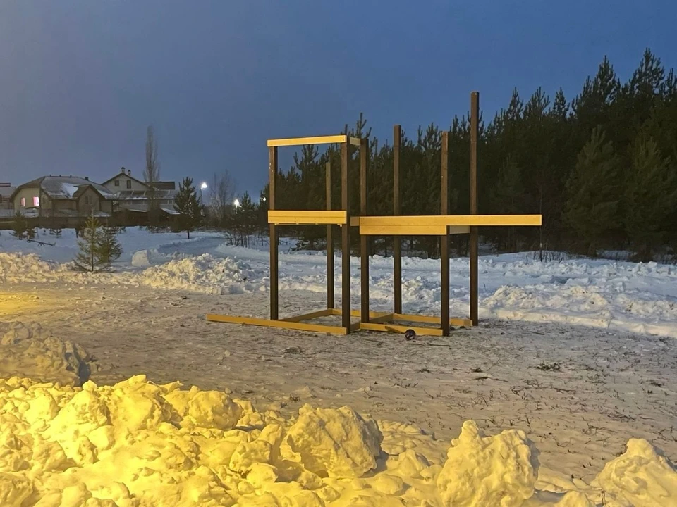 В ульяновском парке «Трех поколений» устанавливают горку для зимних забав. ФОТО: Ульяновская Гордума