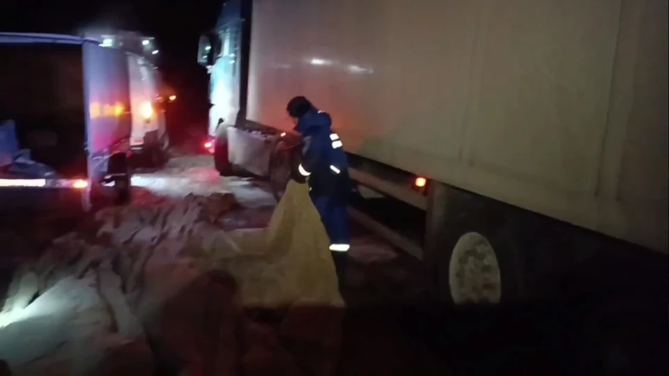 Фура застряла на трассе М-7 недалеко от деревни Абдес-Урдес. Фото: скриншот из видео https://t.me/pssur