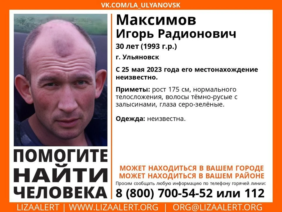 В Ульяновске продолжаются поиски мужчины, пропавшего еще в мае 2023 года. Фото "Лиза Алерт"
