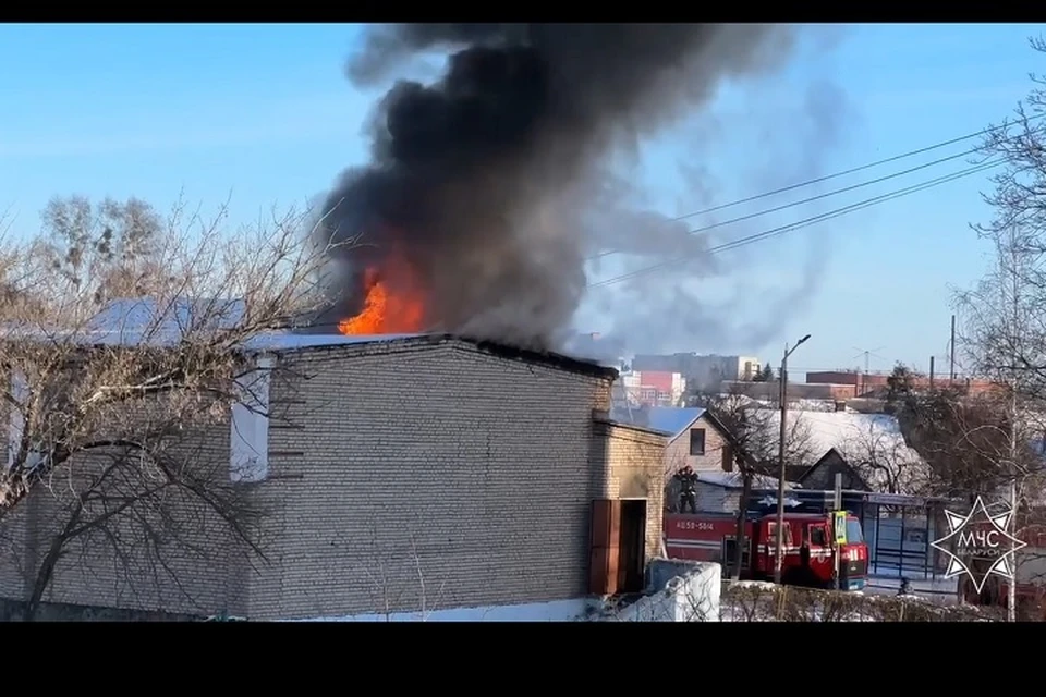 В Гомеле горел стрелковый тир. Фото: стоп-кадр | видео МЧС.