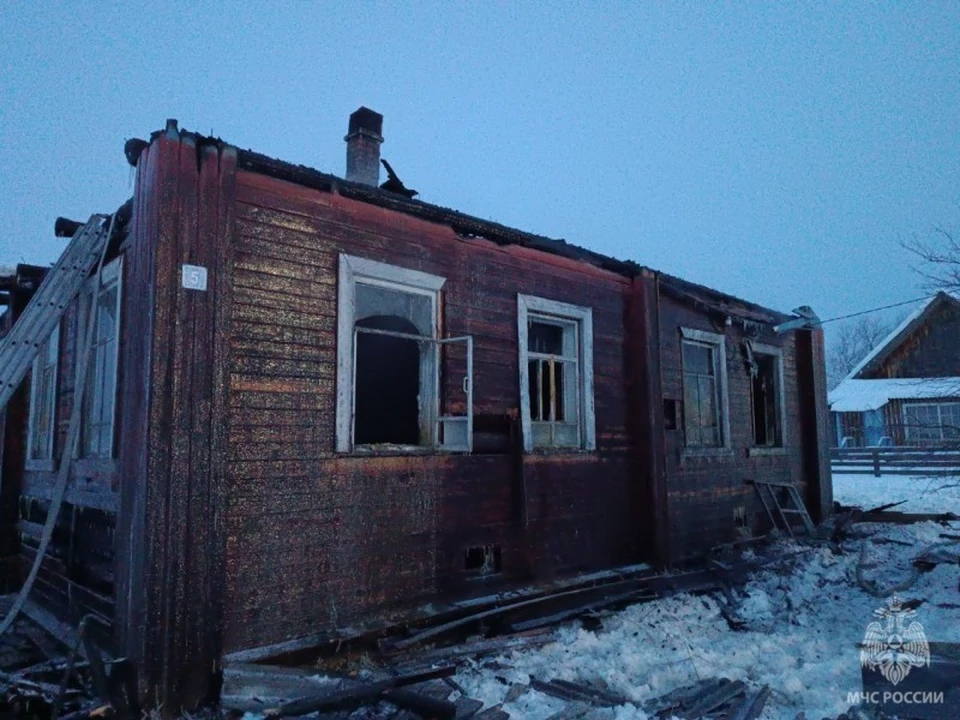 Пожар в Мордино унес жизнь мужчины. Фото: МЧС по РК.