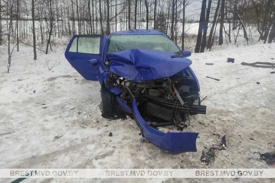 Пассажир погиб в лобовом столкновении в Лунинецком районе. Фото: УВД Брестского облисполкома.