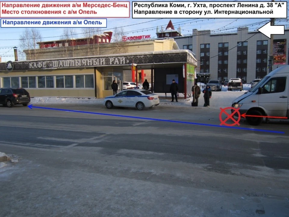 В Ухте автобус протаранил иномарку: есть пострадавший. Фото: ГИБДД по РК.