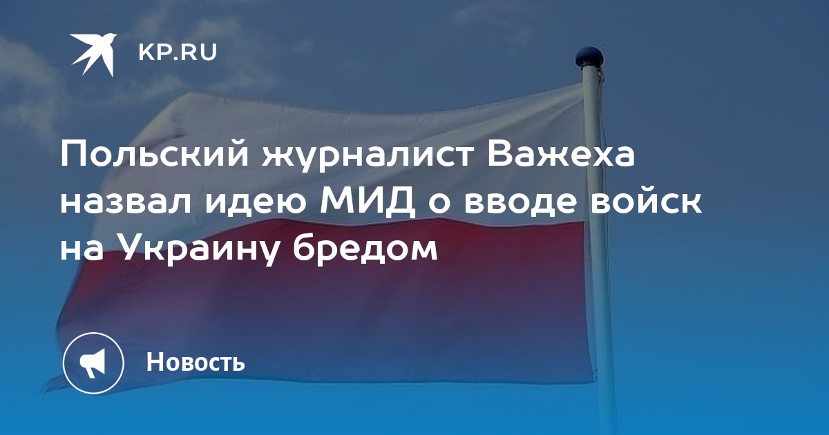 Польский журналист Важеха назвал бредом идею МИД страны о вводе войск на Украину