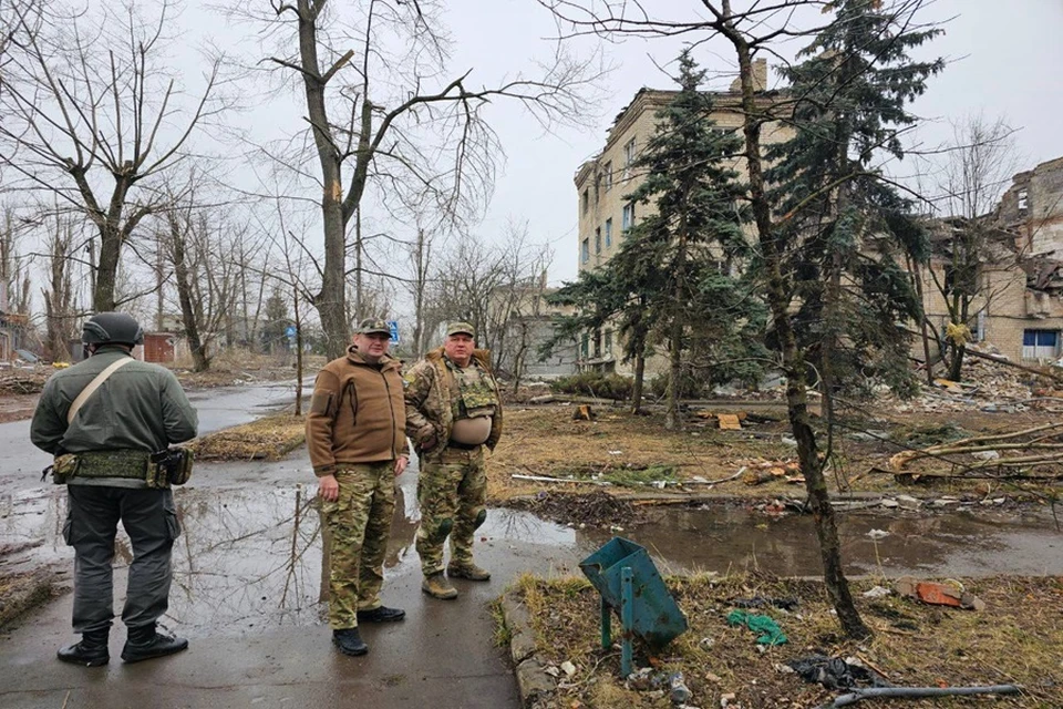 Евгений Солнцев и Валерий Леонов посетили Авдеевку. Фото: ТГ/Солнцев