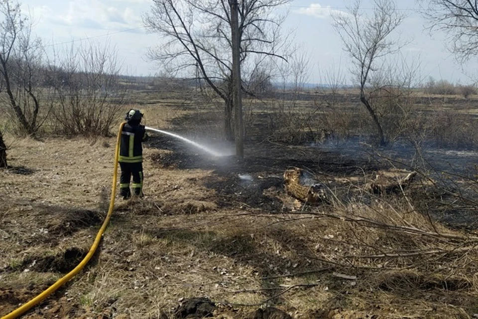 В минувшее воскресенье, 31 марта, спасатели выезжали 75 раз на тушение сухотравных пожаров в ЛНР. Фото - МЧС ЛНР