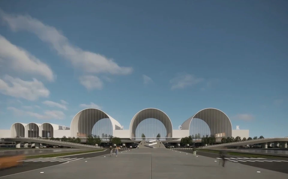 Проект аэропорта «Омск-Федоровка», разработанный архитектурным бюро «ХВОЯ». Фото: архитектурное бюро «ХВОЯ»