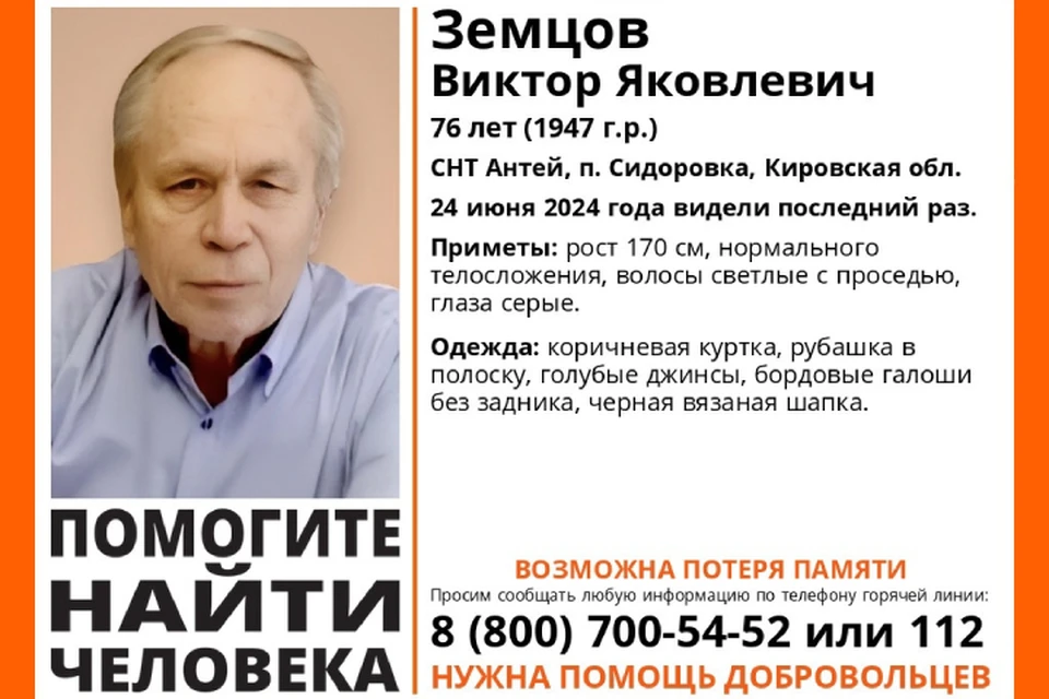 Кировчан просят помочь в поисках пенсионера. Фото: vk.com/lizaalert_kirov