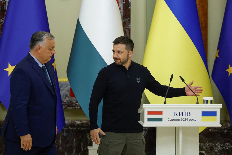 Виктор Орбан и Владимир Зеленский на переговорах в Киеве.