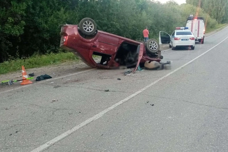 Автомобиль опрокинулся. Фото: Госавтоинспекция Удмуртии