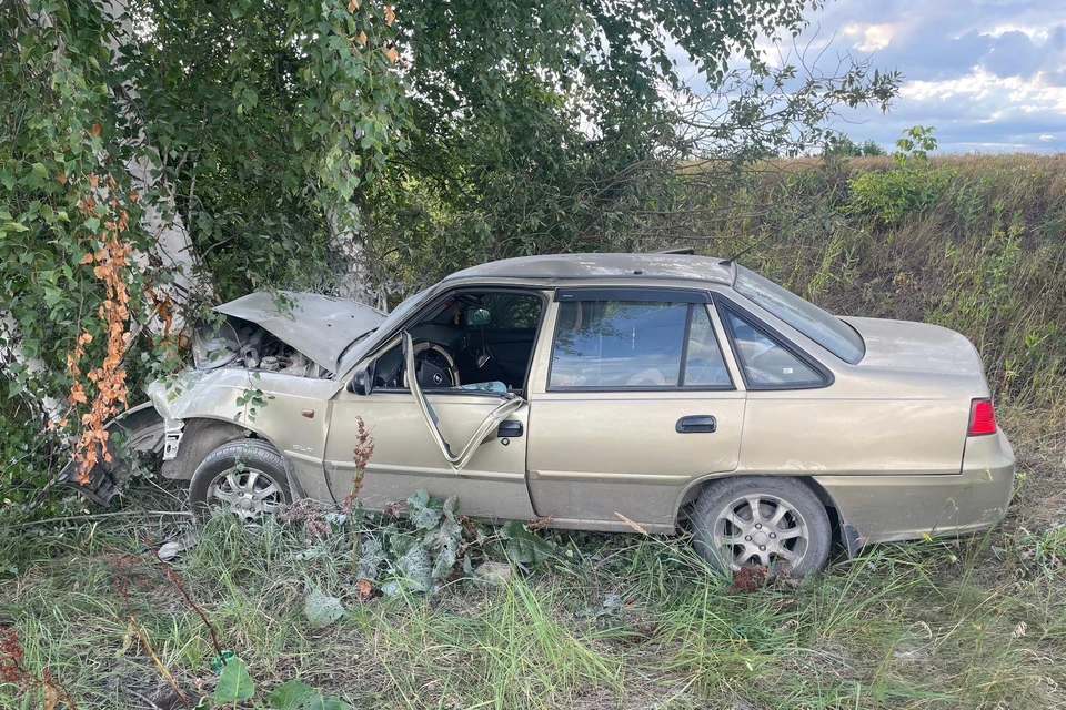 Под Липецком «Дэу Нексия» вылетела в кювет и врезалась в дерево