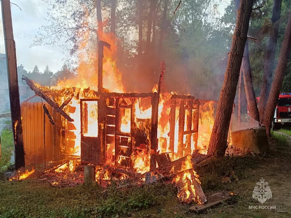 Огонь уничтожил хозяйственную постройку в Жукове
