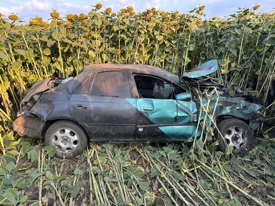 В Ефремовском районе автомобиль Toyota перевернулся в кювет