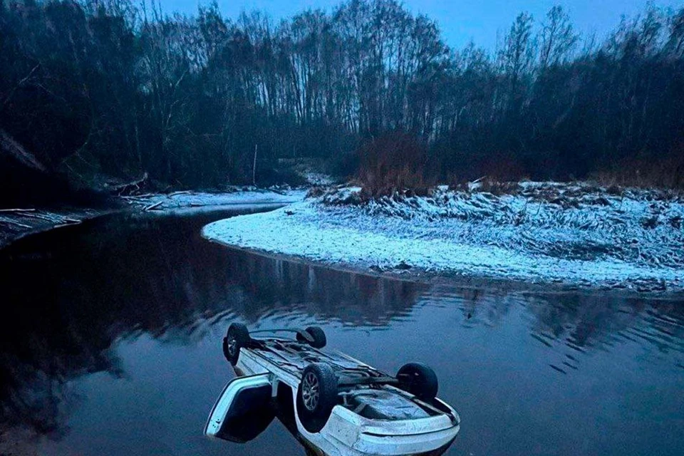 Людей ни внутри салона авто, ни в воде не обнаружили. Фото: t.me/acclenobl