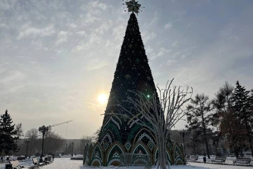 Главная елка почти готова к празднику.