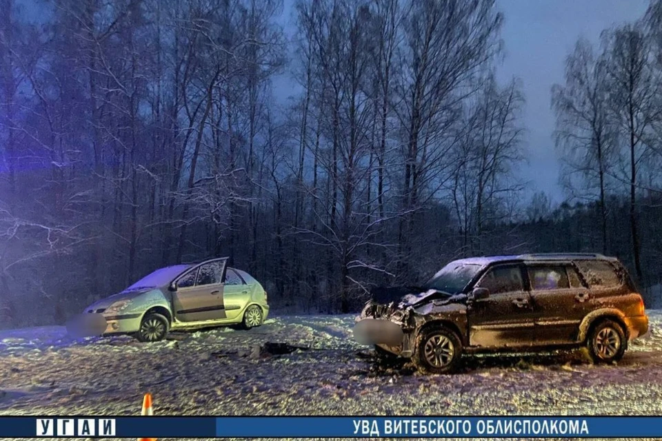 Лобовое ДТП с участием двух автомобилей случилось в Новополоцке. Фото: телеграм-канал Госавтоинспекции Витебской области