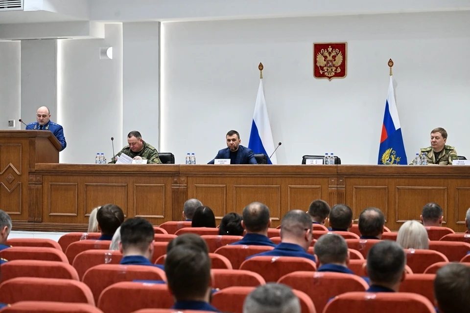 Денис Пушилин принял участие в расширенном заседании коллегии прокуратуры ДНР. Фото: ТГ/Пушилин