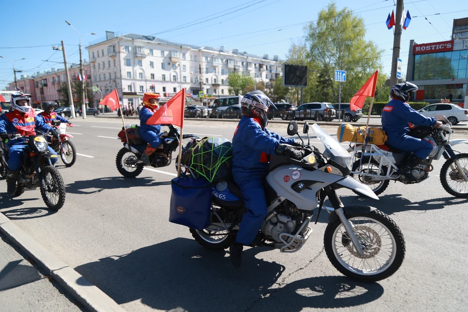 Участники мотопробега в честь Дня Победы