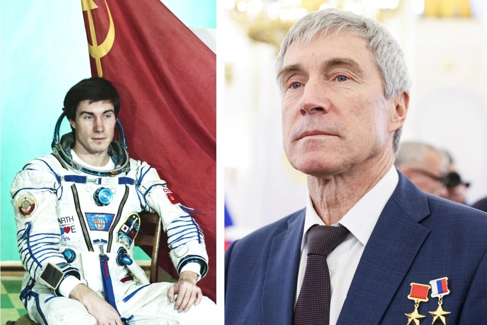 Слева - бортинженер дублирующего экипажа, летчик-космонавт СССР, Герой Советского Союза Сергей Крикалев в 1990-м году. Справа - он же перед церемонией вручения медалей "Золотая Звезда" Героям России в Кремле в 2023 году. Фото: Завьялов Владимир, Пушкарев Альберт/Валерий Шарифулин/ТАСС.