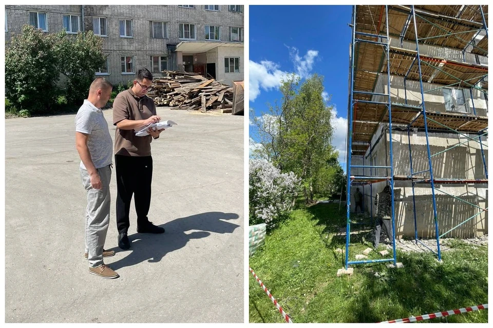 Работы на фасадах домов под Рязанью приостановлены из-за угрозы жизни людей. Фото: Фонд капремонта Рязанской области.