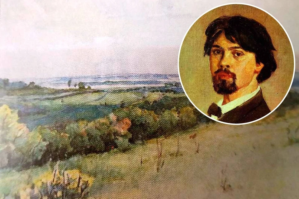 Акварель Василия Сурикова "Самара", вид на Волгу от Винного оврага, 1880 год, и автопортрет. Фото: предоставлено Самарским областным художественным музеем.