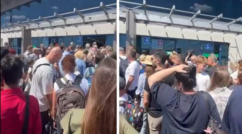 Прилетевшие в Молдову люди, уже долгое время стояли на улице под палящим солнцем. Фото:коллаж КП