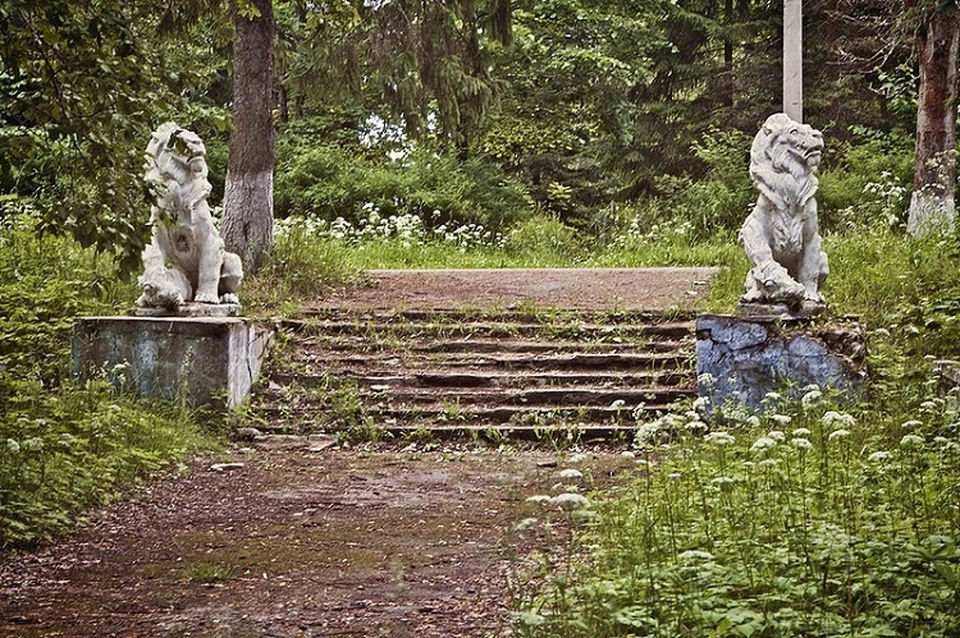 Эти львы охраняют заброшку уже не одно десятилетие. Фото: паблик "Голос Удомли"