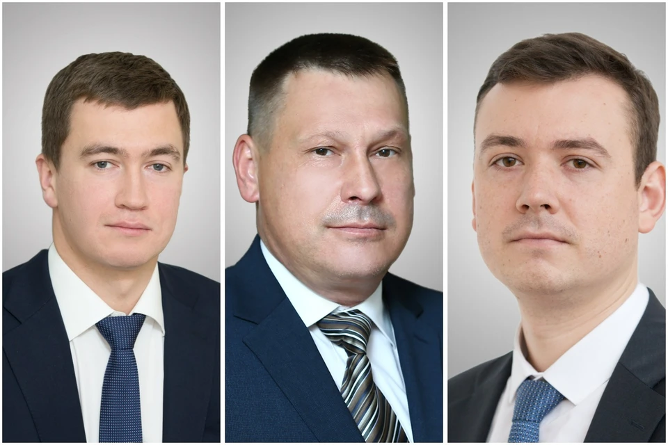 Министр имущества области Эльдар Белоусов, управделами губернатора Роман Менжинский и экс-глава минимущества Александр Богашов. Фото: Правительство Челябинской области