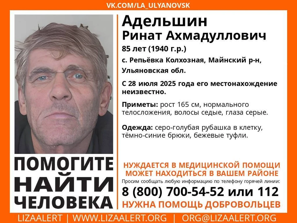 В Майнском районе пропал мужчина, нуждающийся в медицинской помощи. Фото ЛизаАлерт
