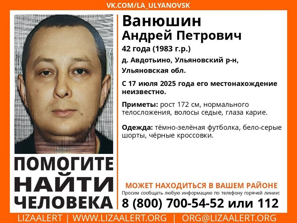 В Ульяновской области 17 июля пропал житель деревни Авдотьино. Фото ЛизаАлерт