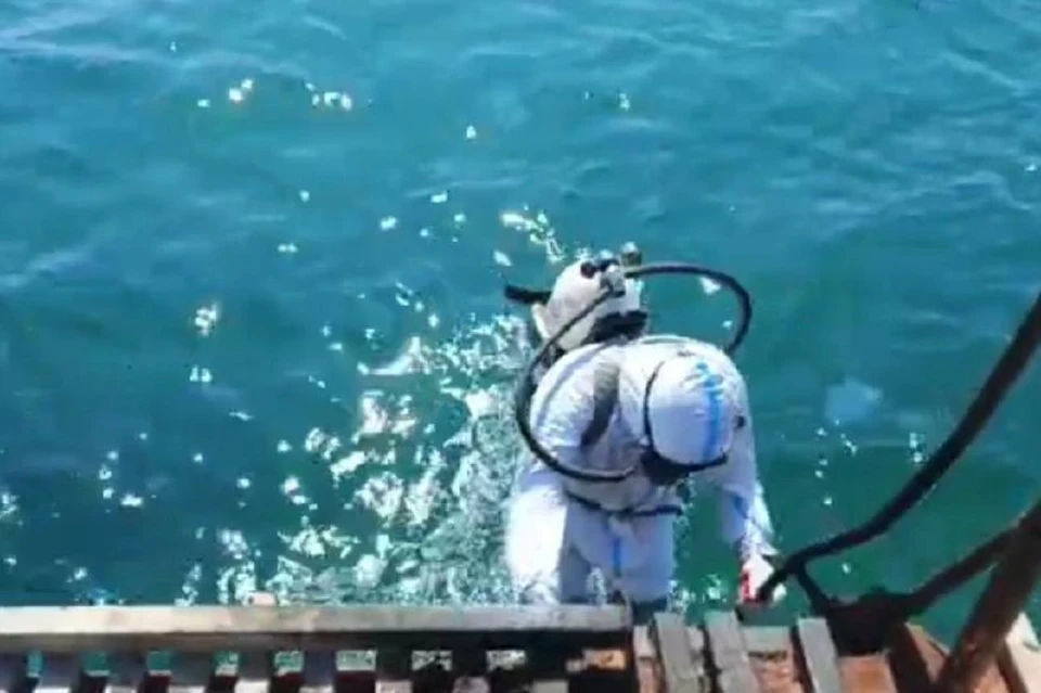 Водолазы продолжают очищать морское дно от мазута