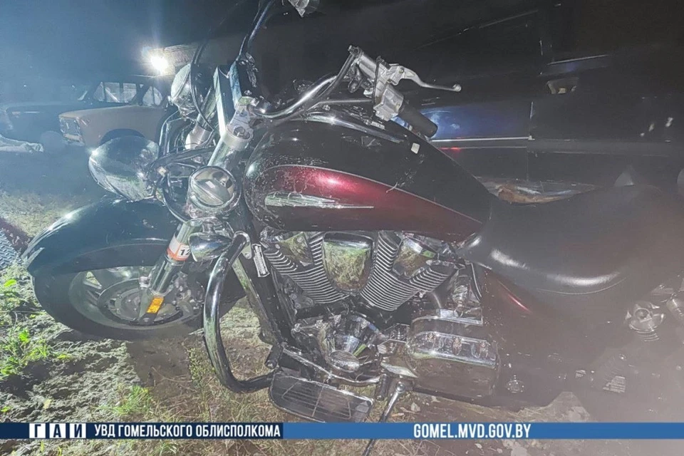 В Калинковичском районе в результате наезда на животное травмирован мотоциклист. Фото: УГАИ УВД Гомельского облисполкома.