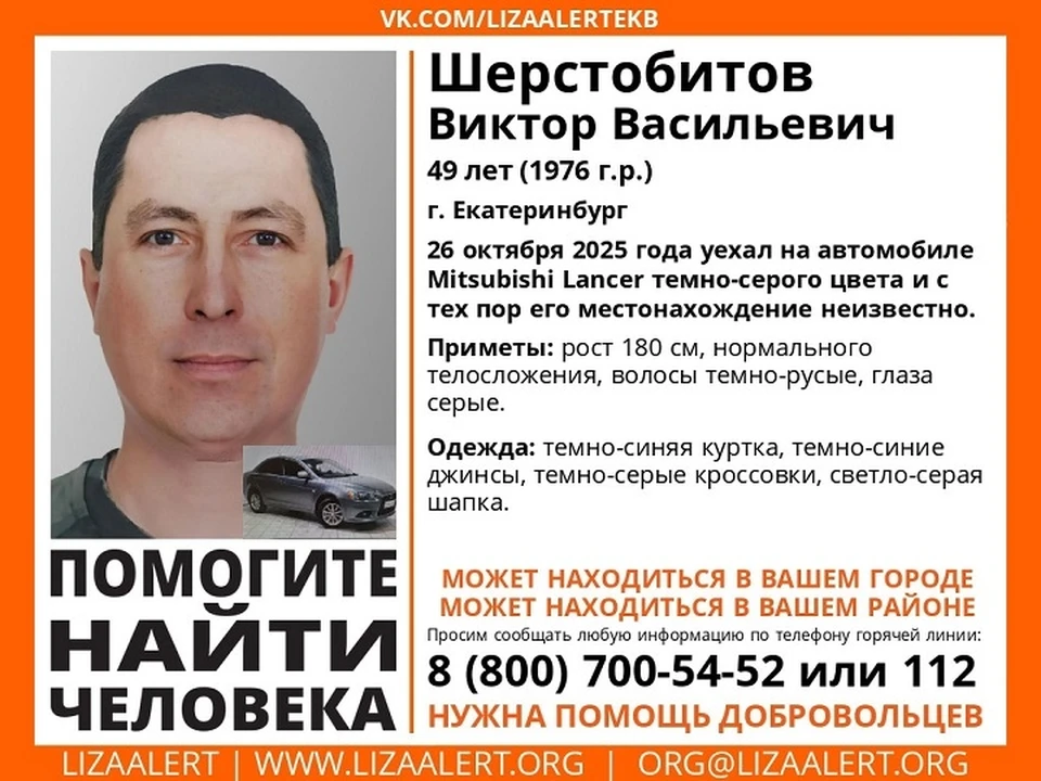 Уралец пропал на иномарке. Фото: поисковый отряд «ЛизаАлерт»