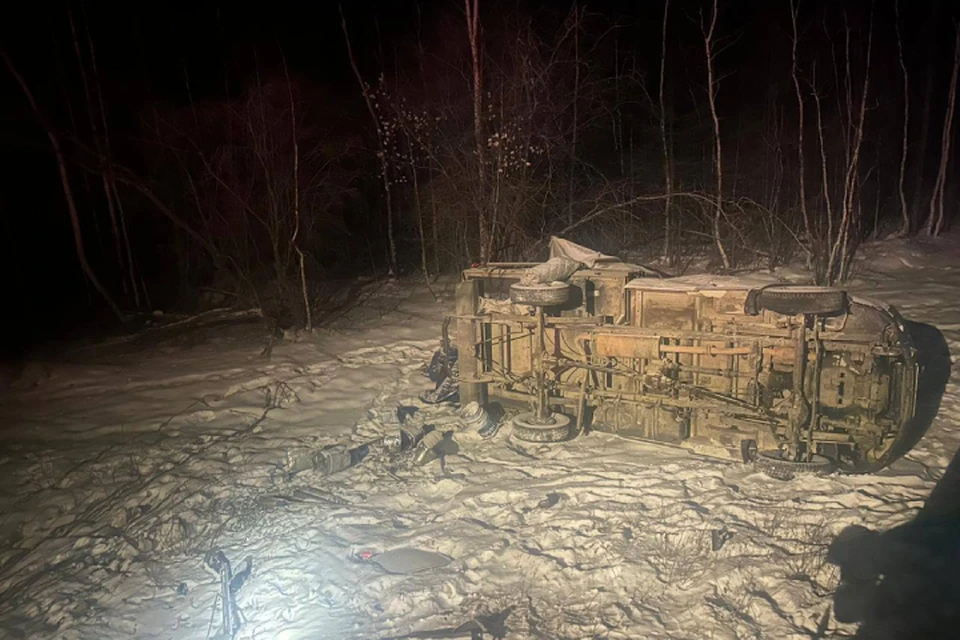 Авария произошла а 177 км. 700 м. трассы «Умнас». Фото: Госавтоинспекция Хангаласского района