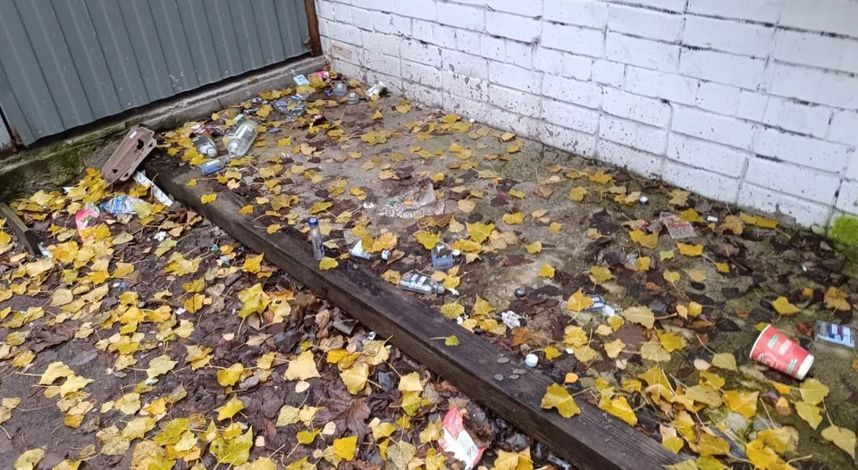 Калужанка пожаловалась на скопившийся мусор у магазина.