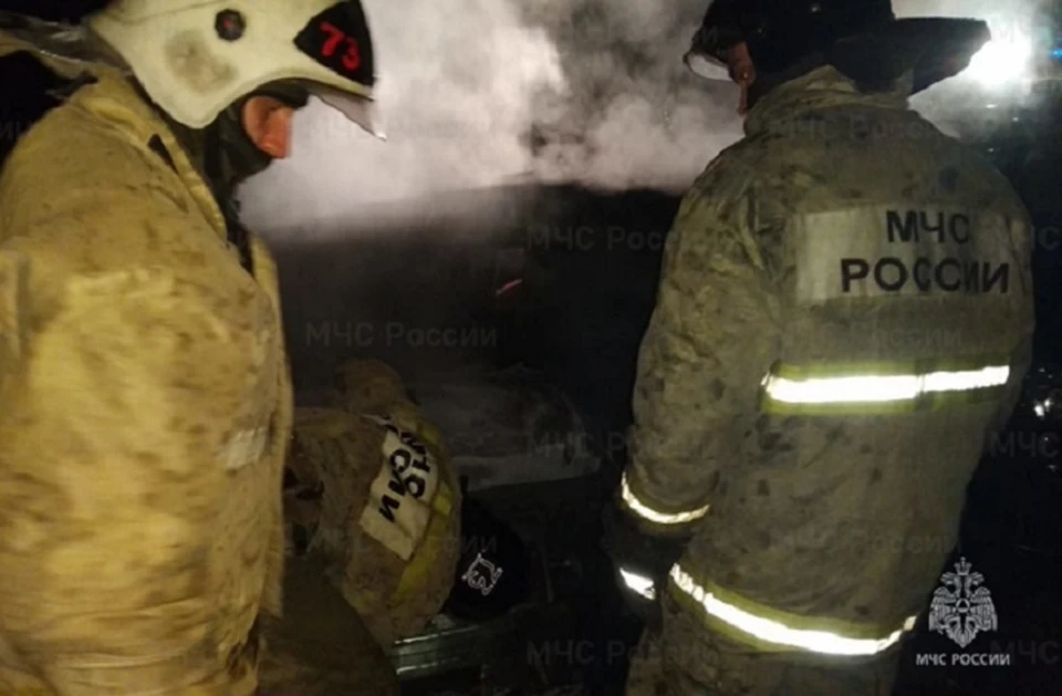 Иномарка сгорела дотла. Фото: ГУ МЧС по Свердловской области