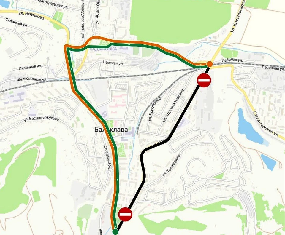 Как долго продлятся ограничения, пока не сообщили. Схема: Дептранс Севастополя