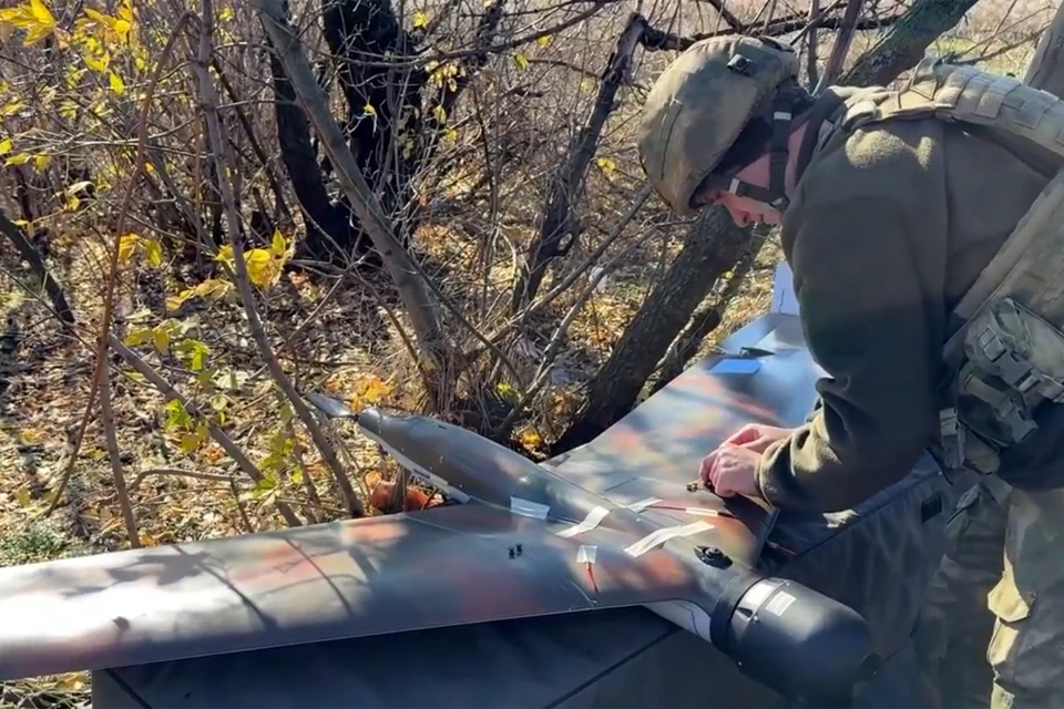 Боевая работа расчета разведывательного беспилотного комплекса «ZALA»