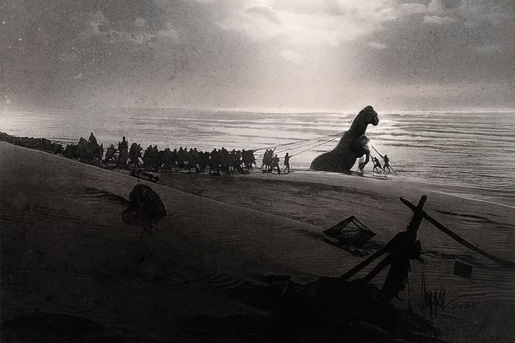 Накачанный Мэтт Деймон и Троянский конь: Появились первые фото актеров «Одиссеи» Нолана в образах