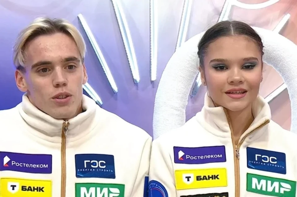 Екатерина Чикмарева и Матвей Янченков. Фото: стоп-кадр прямого эфира «Первого канала»